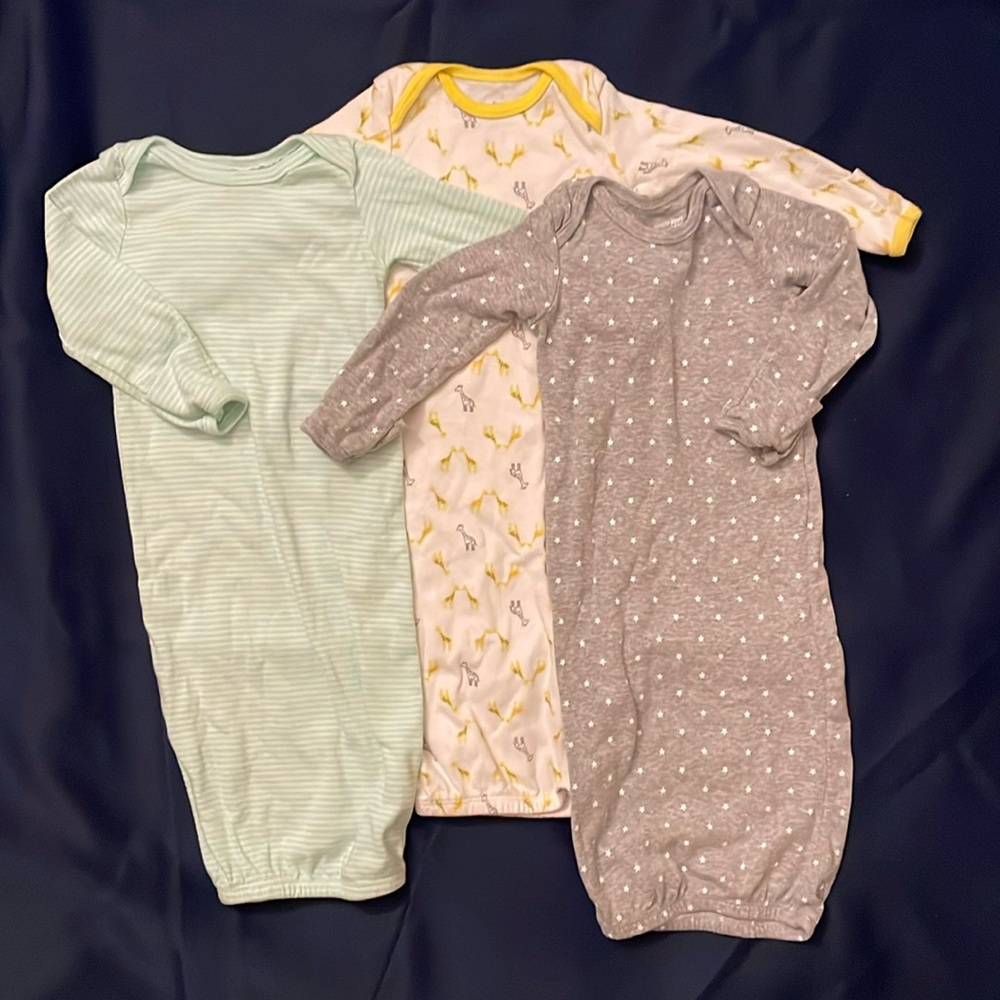 3 Carter’s 0-3mo sleeper gowns